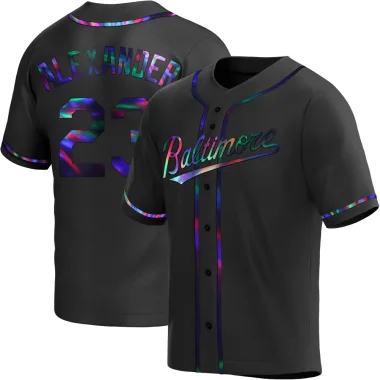 Blaze Alexander Men's Replica Baltimore Orioles Black Holographic Alternate Jersey